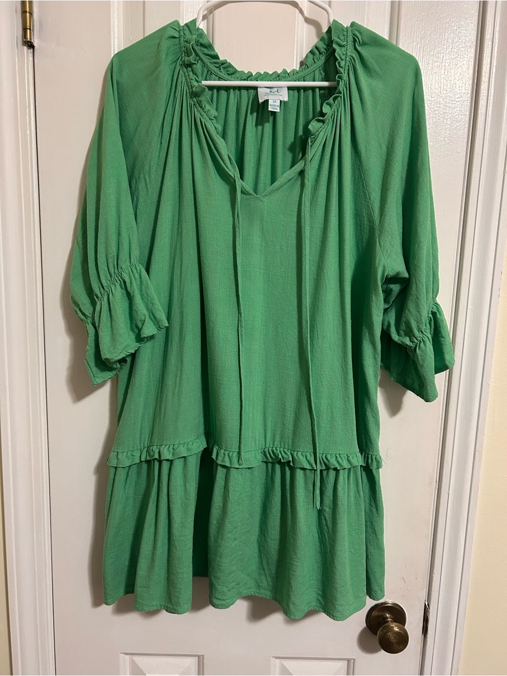 Shop the Mint Always in the Lead Linen/Cotton Mini Dress, Medium